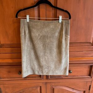 BCBGMaxAzria Suede-Look Beige Pencil Skirt